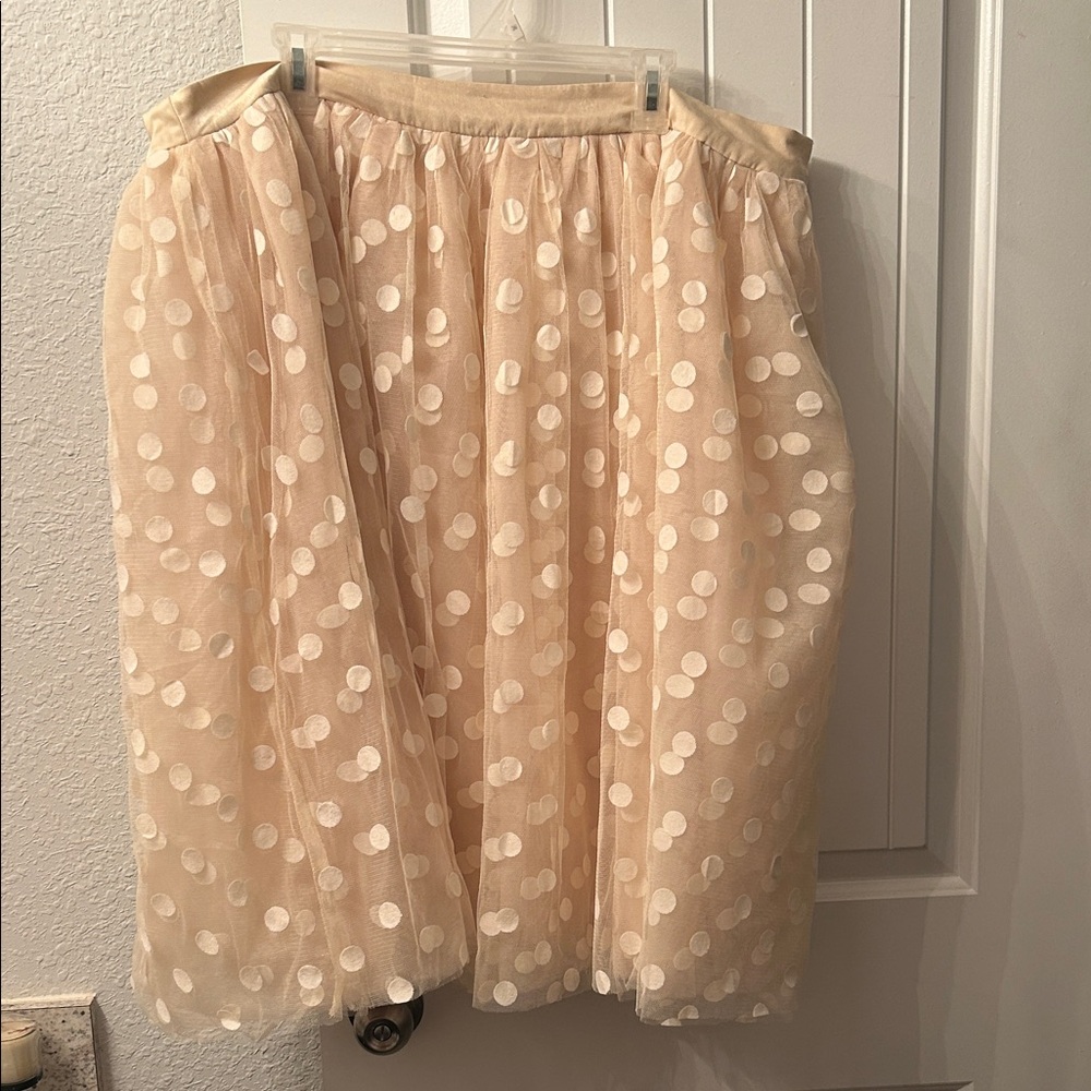 Ethereal  Vintage Inspired Cream Polka Dot Tulle A-Line Skirt, soft girl,fairy